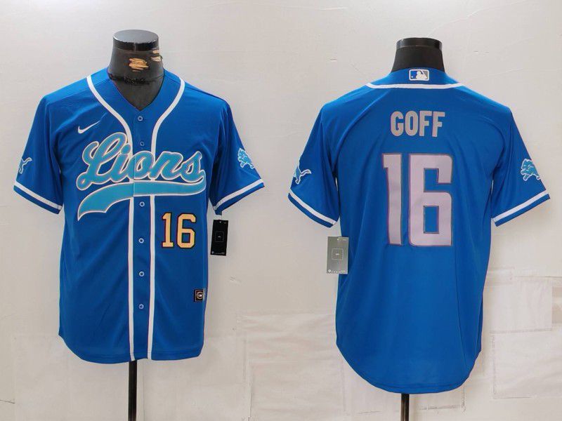 Men Detroit Lions #16 Goff Blue Second generation joint name 2024 Nike Limited NFL Jersey style 1